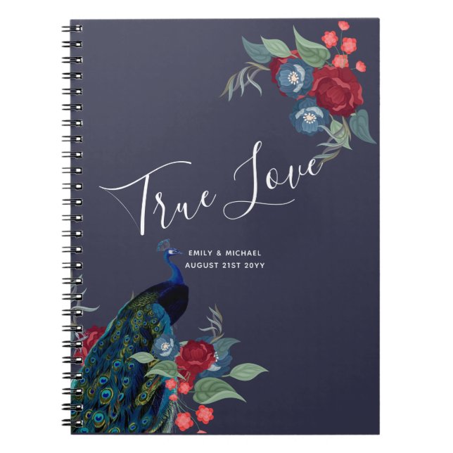 Peacock Blue Burgundy Winter Fall Wedding Budget Notebook (Front)