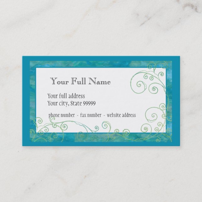 Peacock Blue Business Cards (Front)