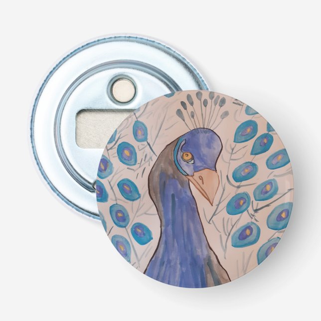 Peacock Blue Button Bottle Opener (Front)