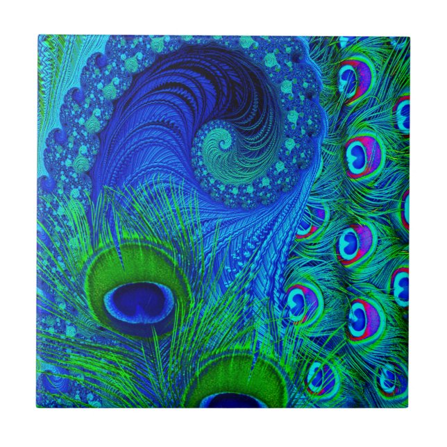 Peacock Blue Ceramic Tile (Front)