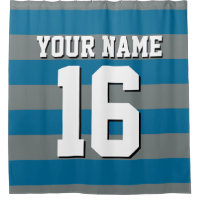 Peacock Blue Charcoal Sports Jersey Preppy Stripe