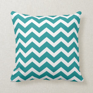 Peacock Blue Chevron Stripe Pillow