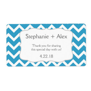 Peacock blue Chevron Water Bottle - customise it!