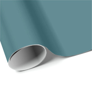 Peacock Blue Dark Aqua Deep Teal Solid Plain Colou Wrapping Paper