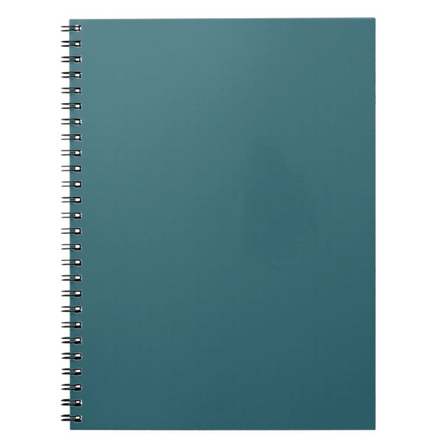 Peacock Blue (Dark Teal or Deep Aqua) Solid Colour Notebook (Front)