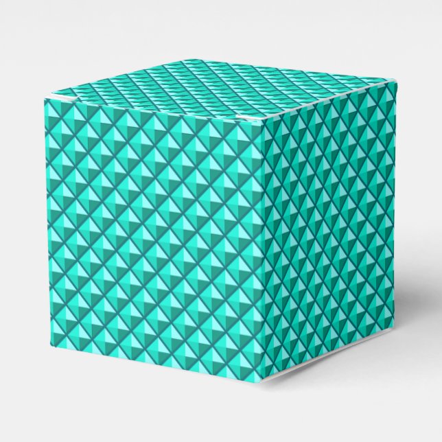 Peacock blue, enamel look, studded grid favour box (Front Side)