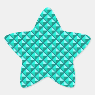 Peacock blue, enamel look, studded grid star sticker