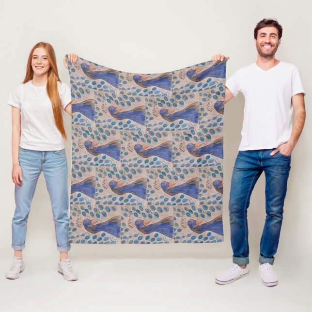Peacock Blue Fleece Blanket (In Situ)
