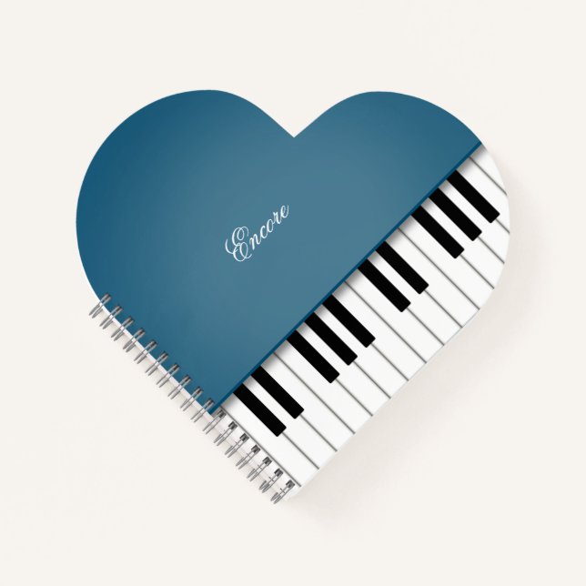 Peacock Blue Grand Piano Music Keyboard Custom Notebook (Front)