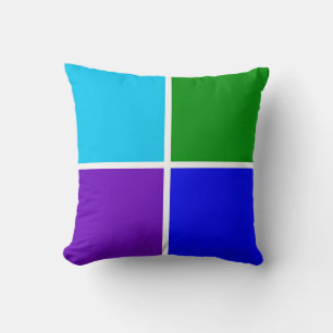Peacock Blue, Green and Purple Squares Cushion