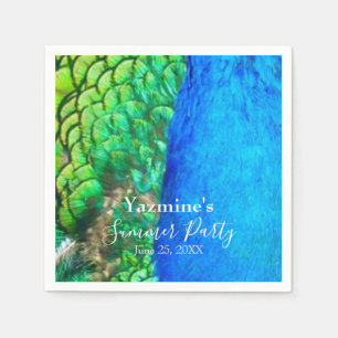 Peacock Blue Green Feather Texture Summer Vibes Napkin