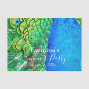 Peacock Blue Green Feather Texture Summer Vibes Tissue Paper