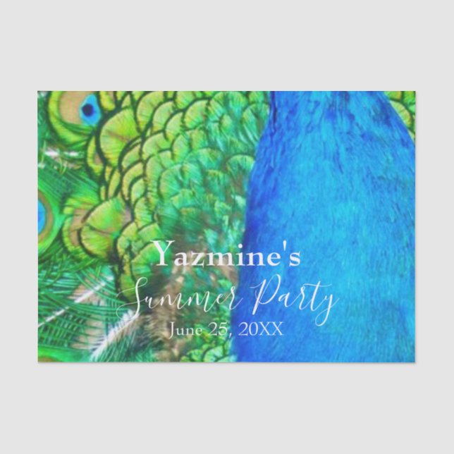 Peacock Blue Green Feather Texture Summer Vibes Tissue Paper (Front)