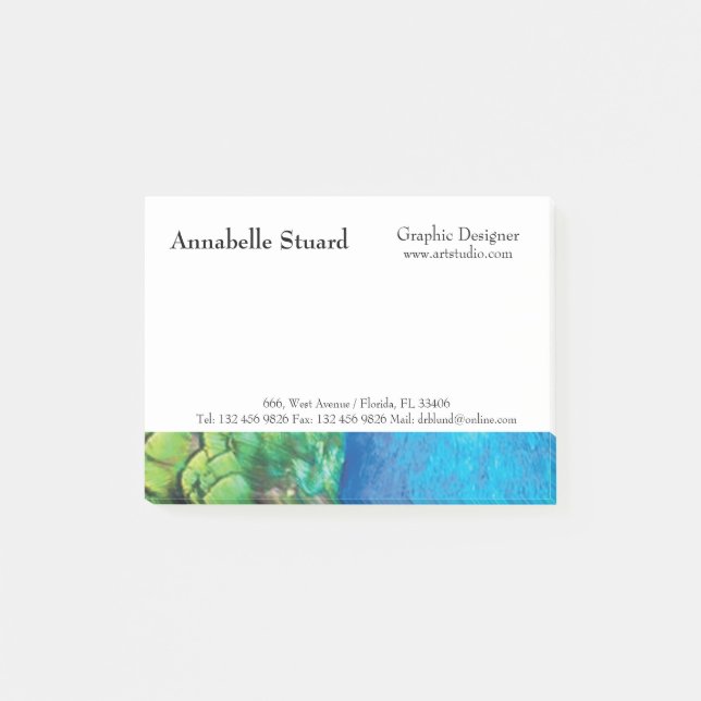 Peacock Blue Green Feathers Elegant Modern Unique Post-it Notes (Front)