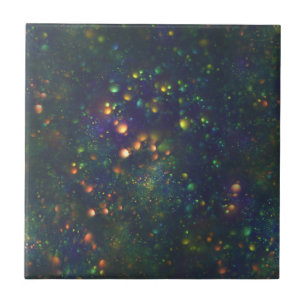 Peacock Blue Green Galactic Glitter Ceramic Tile