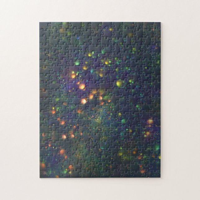 Peacock Blue Green Galactic Glitter Jigsaw Puzzle (Vertical)