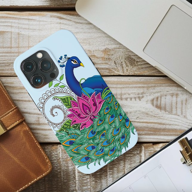 Peacock Blue Lotus Flower Henna Case-Mate iPhone Case (Creator Uploaded)