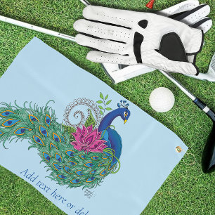 Peacock Blue Lotus Flower Henna Golf Towel