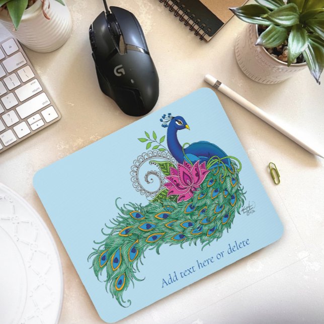 Peacock Blue Lotus Flower Henna Mouse Pad (Creator Uploaded)