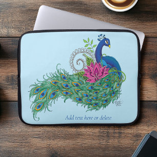 Peacock Blue Lotus Glower Henna Laptop Sleeve
