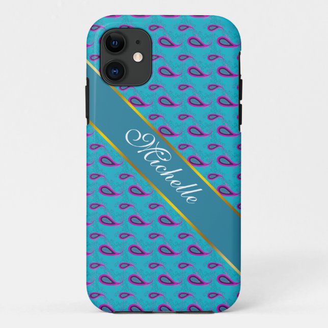 Peacock Blue Paisley Case-Mate iPhone Case (Back)