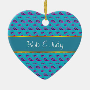 Peacock Blue Paisley Ceramic Ornament