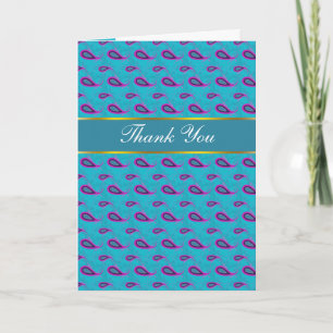 Peacock Blue Paisley Thank You Card