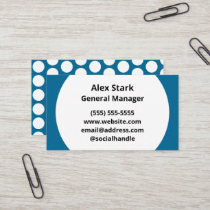 Peacock Blue Polka Dot Business Cards