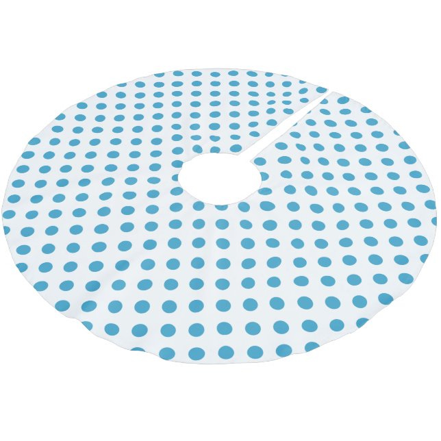 Peacock Blue Polka Dots Circles Brushed Polyester Tree Skirt (Angled)