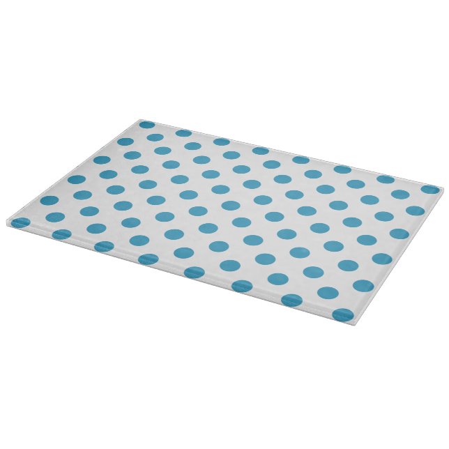 Peacock Blue Polka Dots Circles Cutting Board (Corner)