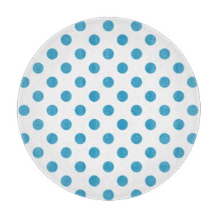 Peacock Blue Polka Dots Circles Cutting Board
