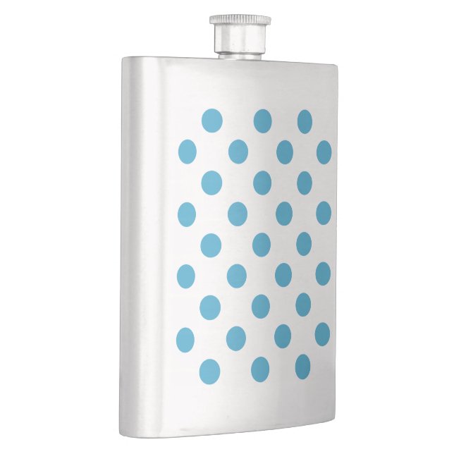Peacock Blue Polka Dots Circles Hip Flask (Right)