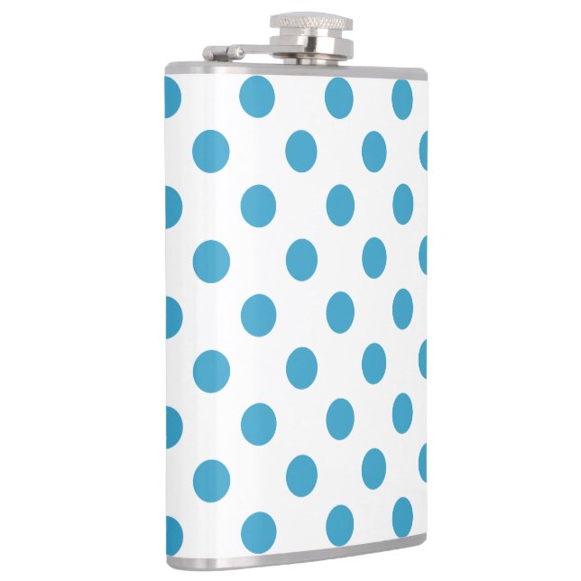 Peacock Blue Polka Dots Circles Hip Flask (Right)