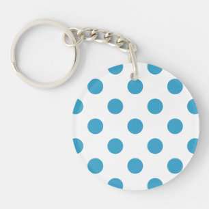Peacock Blue Polka Dots Circles Key Ring
