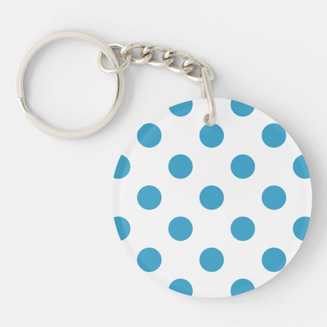 Peacock Blue Polka Dots Circles Key Ring (Front)