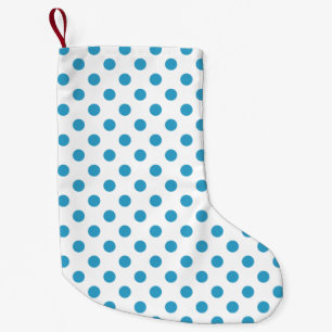 Peacock Blue Polka Dots Circles Small Christmas Stocking