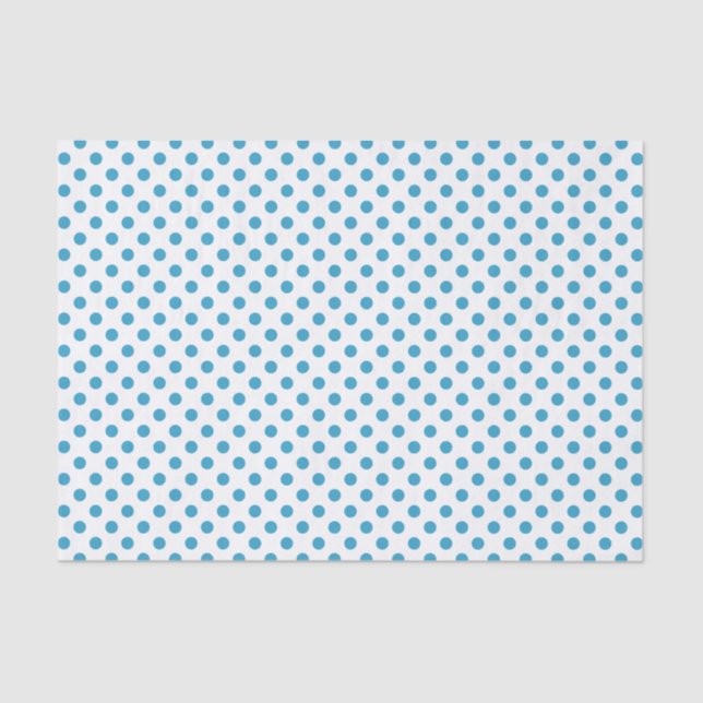 Peacock Blue Polka Dots Circles Tissue Paper (Front)