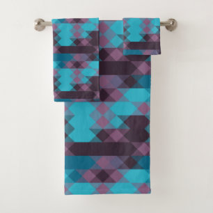 peacock blue, purple, topaz blue and thunder bath towel set