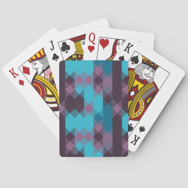 peacock blue, purple, topaz blue and thunder playing cards (Back)