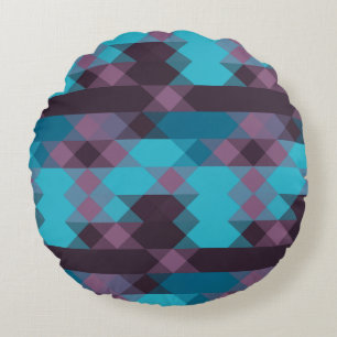 peacock blue, purple, topaz blue and thunder round cushion
