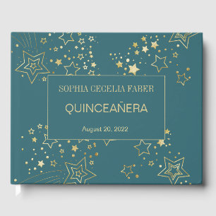 Peacock Blue Quinceanera Guest Book