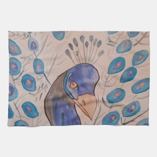 Peacock Blue Tea Towel (Horizontal)