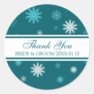 Peacock Blue Thank You Winter Wedding Favour Tags