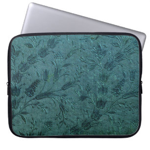 Peacock Blue Vintage Embroidery Laptop Sleeve