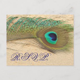 peacock blue Wedding rsvp card