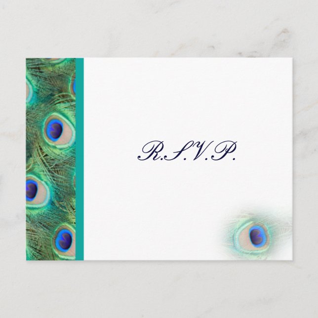 peacock blue  Wedding rsvp card (Front)