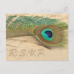 peacock blue Wedding rsvp card