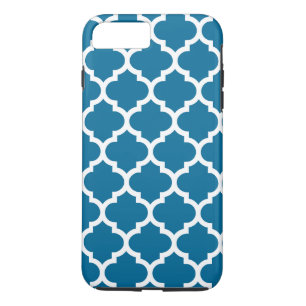 Peacock Blue White Moroccan Quatrefoil Pattern #5 iPhone 8 Plus/7 Plus Case
