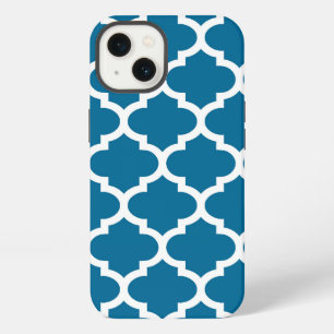 Peacock Blue White Moroccan Quatrefoil Pattern #5 iPhone Case