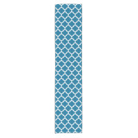 Peacock Blue White Moroccan Quatrefoil Pattern #5